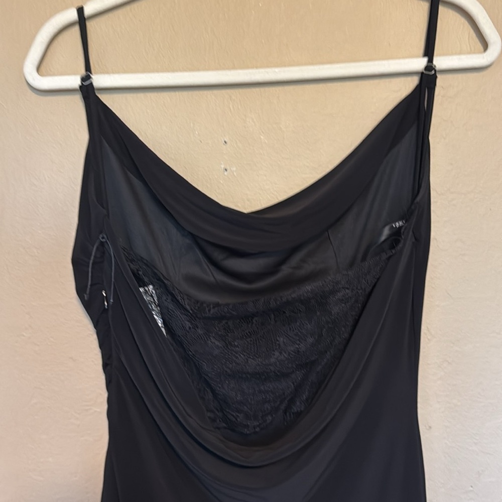 Laundry by Shelli Segal Black Cowl Neck Lace Back Maxi Slip Dress 6 NWOT - Picture 13 of 17